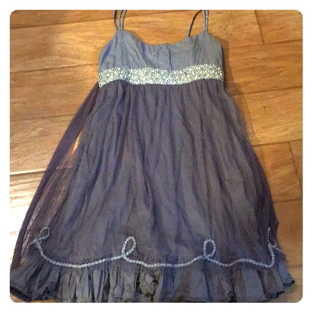 Free People Gray / Beaded baby doll dress 10